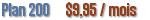 Plan d'h&eacute;bergement de site web : 200 Mo d'espace disque - 10 Go de bande passante - 1 nom de domaine(*) - PHP / MySQL